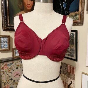 Olga By Warners 40DD Red Full-Coverage Underwire Bra With Lace Accents